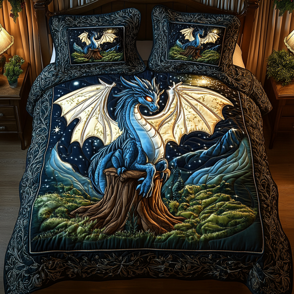 Gifts For Dragon Lover Quilt Bed Set Mystic Flight - Blanket - GoDuckee