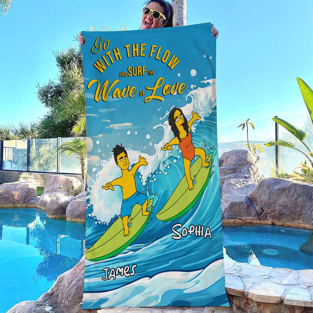 Personalized Gifts For Couple Beach Towel 06XQDC080724TM Surfing Summer Beach - Beach Towel - GoDuckee