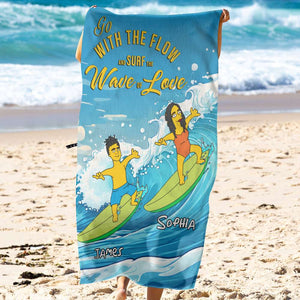 Personalized Gifts For Couple Beach Towel 06XQDC080724TM Surfing Summer Beach - Beach Towel - GoDuckee