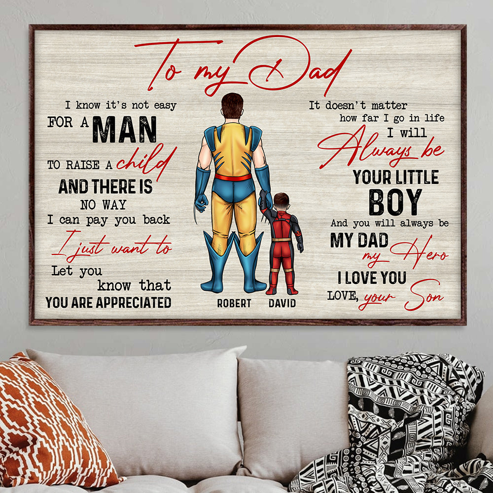 To My Super Dad, Will Always Be My Hero - Personalized Canvas Print - Gift For Father, Grandpa - Poster & Canvas - GoDuckee