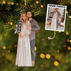 Custom Photo Gifts For Couple, Pregnancy Photo Christmas Ornament 28pgxx290824 - Ornament - GoDuckee