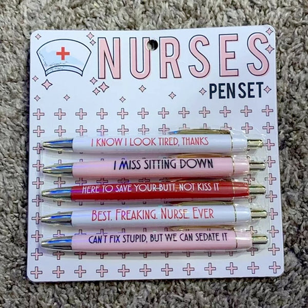 Personalized Funny Nurses Pen Set with Custom Name RN Pen Set of 5