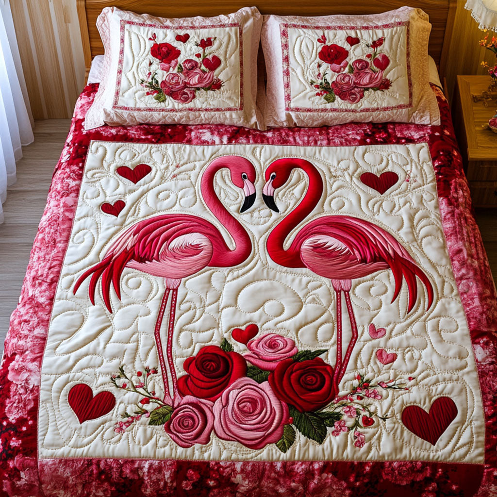 Gifts For Flamingo Lover Quilt Bed Set Soulful Pair - Blanket - GoDuckee
