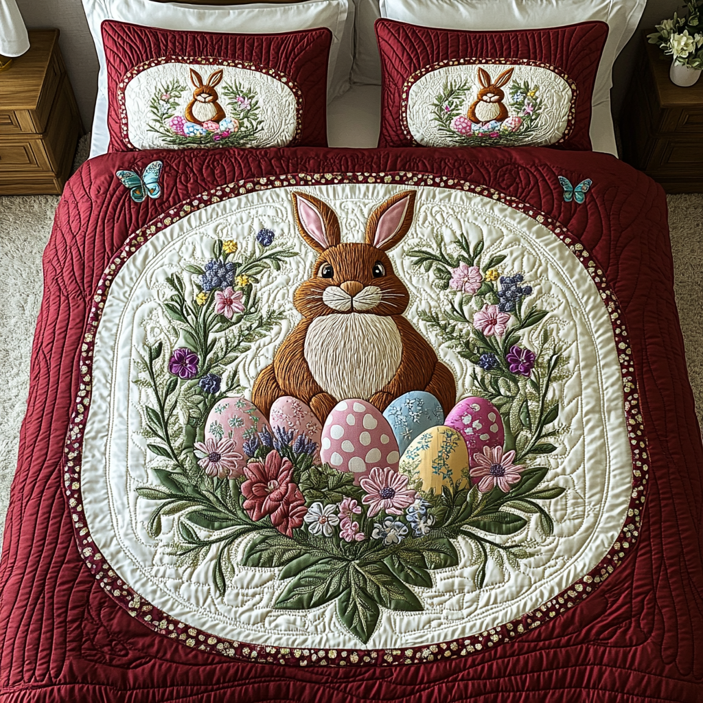 Gifts For Easter Quilt Bed Set Spring Bunny - Blanket - GoDuckee