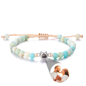 Personalized Gifts For Couple Natural Stone Bracelet Custom Photo - Bracelets - GoDuckee