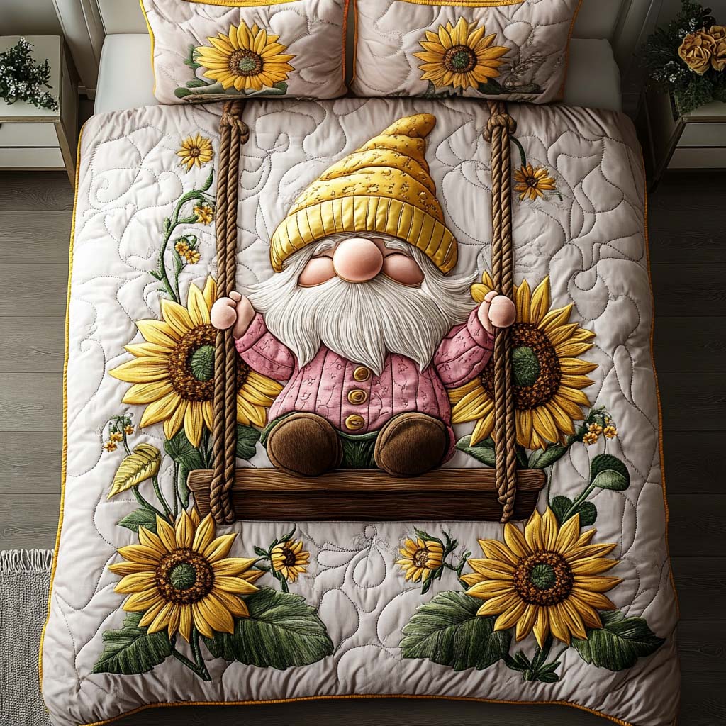 Gifts For Gnome Quilt Bed Set Swinging Joy - Blanket - GoDuckee