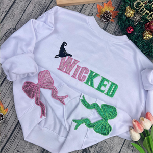 Gift For Christmas Glitter Embroidered Sweatshirt Wicked Side Bow 01ACXX121124 - Shirts - GoDuckee