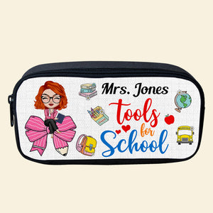 Personalized Gifts For Teacher Pencil Case, Teacher With Coquette Bow 04NADC170724HH - Pencil Case - GoDuckee