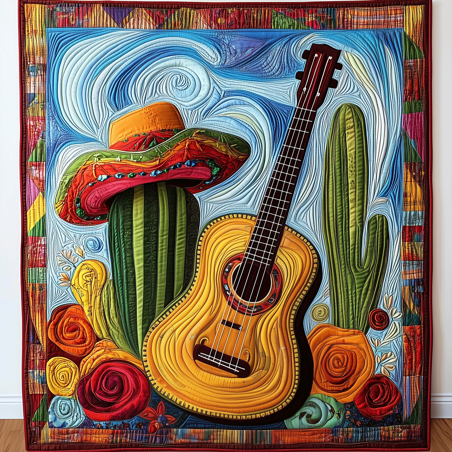 Gifts For Guitar Lover Blanket Vibrant Guitar Echoes - Blanket - GoDuckee