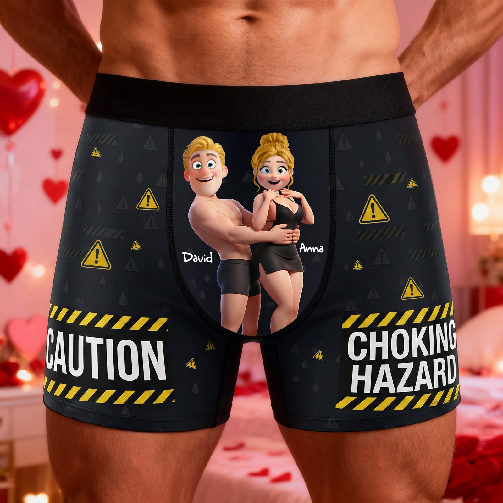 Couple Fun Caution Men Boxer - Personalized Gift For Him 04QHLU160126 - Boxer Briefs - GoDuckee
