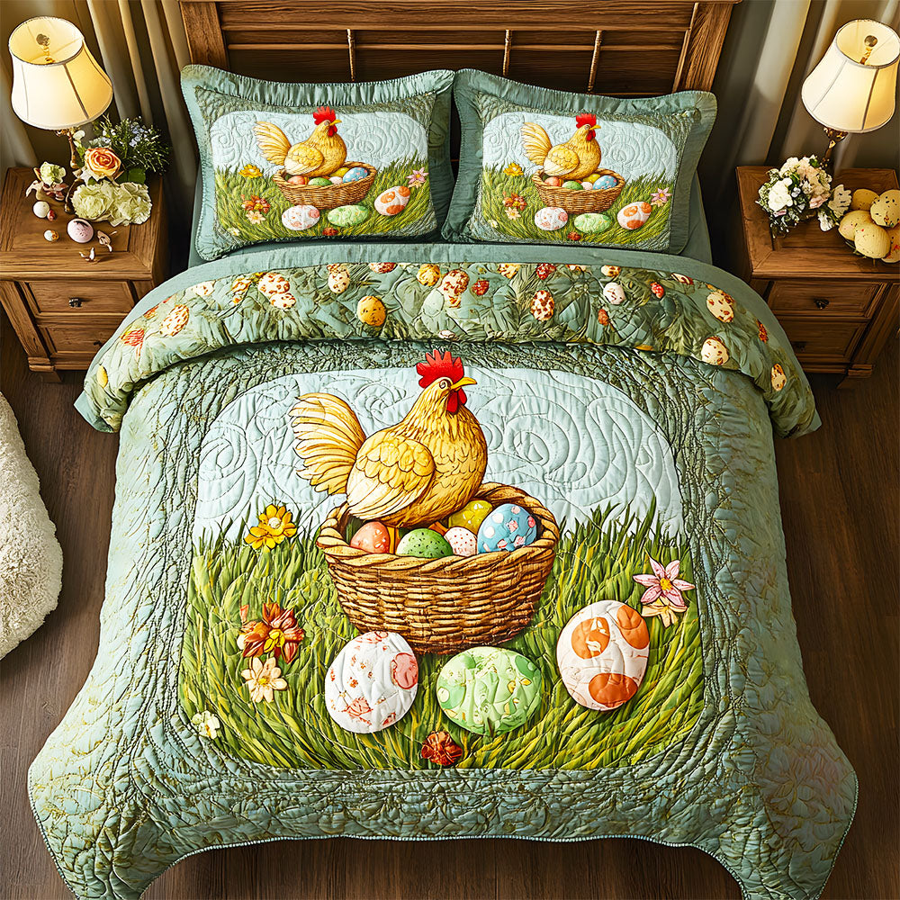 Easter Chicks and Eggs Quilt Bedding Set Special Line 04tgmh040225 - Blanket - GoDuckee