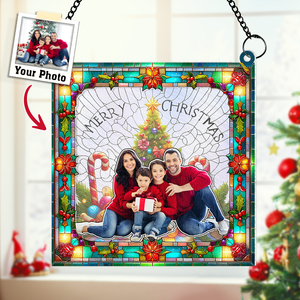 Custom Photo Gifts For Family Christmas Suncatcher Ornament 01NAHU270824 - Ornament - GoDuckee