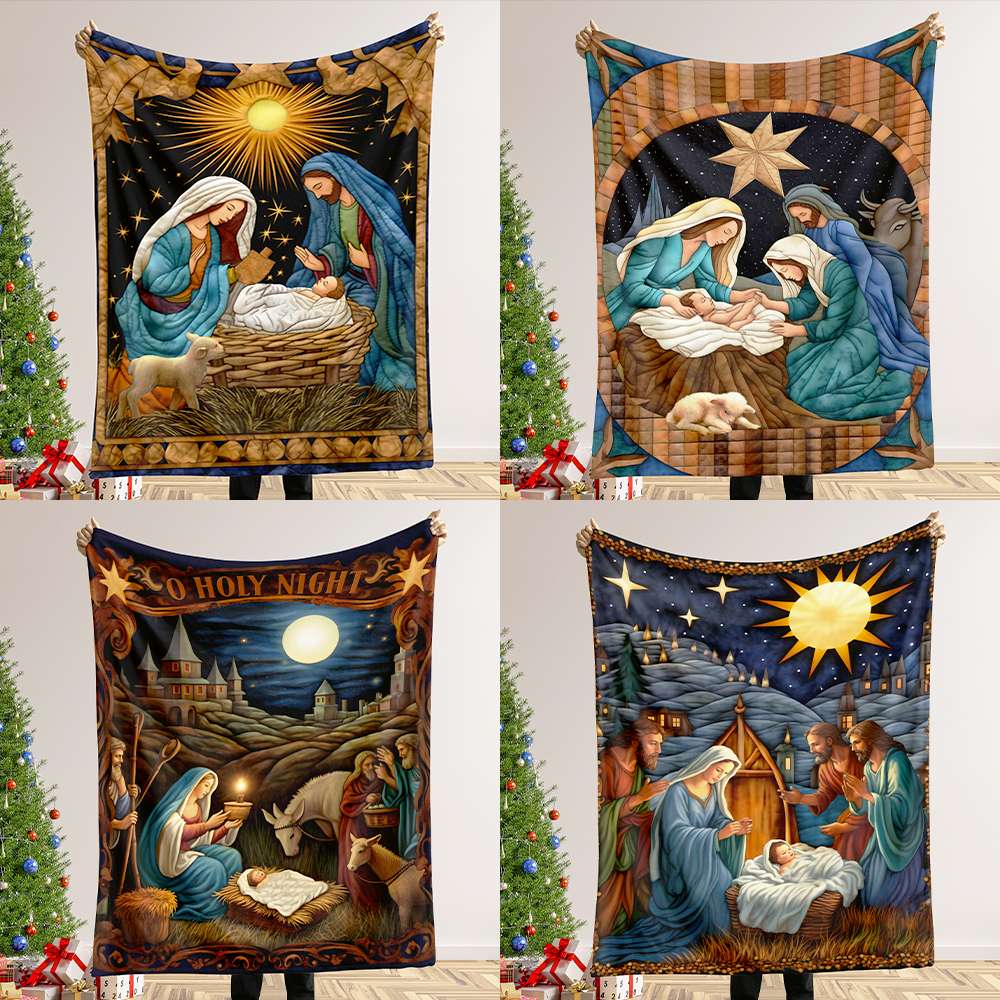 Christmas Gifts For Christians Blanket, Jesus Christ Nativity Quilt Art Effect 01QHMH120924 - Blanket - GoDuckee