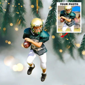 Custom Photo Gifts For American Football Players, Upload Football Photo Christmas Ornament 03pgvp140924 - Ornament - GoDuckee