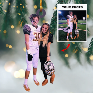 Custom Photo Gifts For American Football Lovers, Upload Couple Photo Christmas Ornament 04pgvp140924 - Ornament - GoDuckee