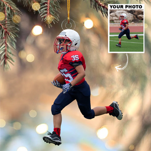 Custom Photo Gifts For American Football Players, Upload Football Photo Christmas Ornament 03pgvp140924 - Ornament - GoDuckee