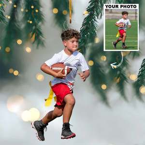 Custom Photo Gifts For American Football Players, Upload Football Photo Christmas Ornament 03pgvp140924 - Ornament - GoDuckee