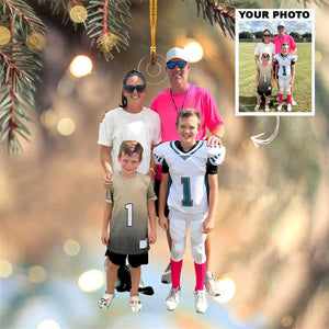 Custom Photo Gifts For American Football Lovers, Upload Family Photo Christmas Ornament 05pgvp140924 - Ornament - GoDuckee