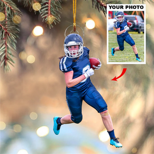 Custom Photo Gifts For American Football Players, Upload Football Photo Christmas Ornament 03pgvp140924 - Ornament - GoDuckee