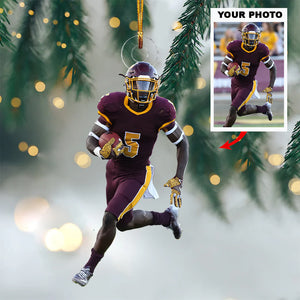 Custom Photo Gifts For American Football Players, Upload Football Photo Christmas Ornament 02pgvp140924 - Ornament - GoDuckee