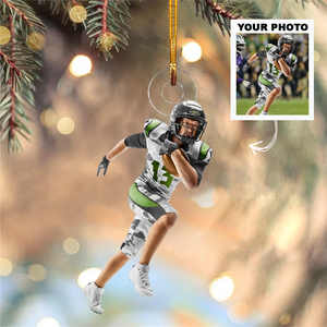 Custom Photo Gifts For American Football Players, Upload Football Photo Christmas Ornament 02pgvp140924 - Ornament - GoDuckee