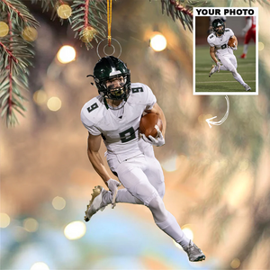 Custom Photo Gifts For American Football Players, Upload Football Photo Christmas Ornament 02pgvp140924 - Ornament - GoDuckee