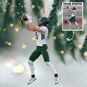 Custom Photo Gifts For American Football Players, Upload Football Photo Christmas Ornament 02pgvp140924 - Ornament - GoDuckee