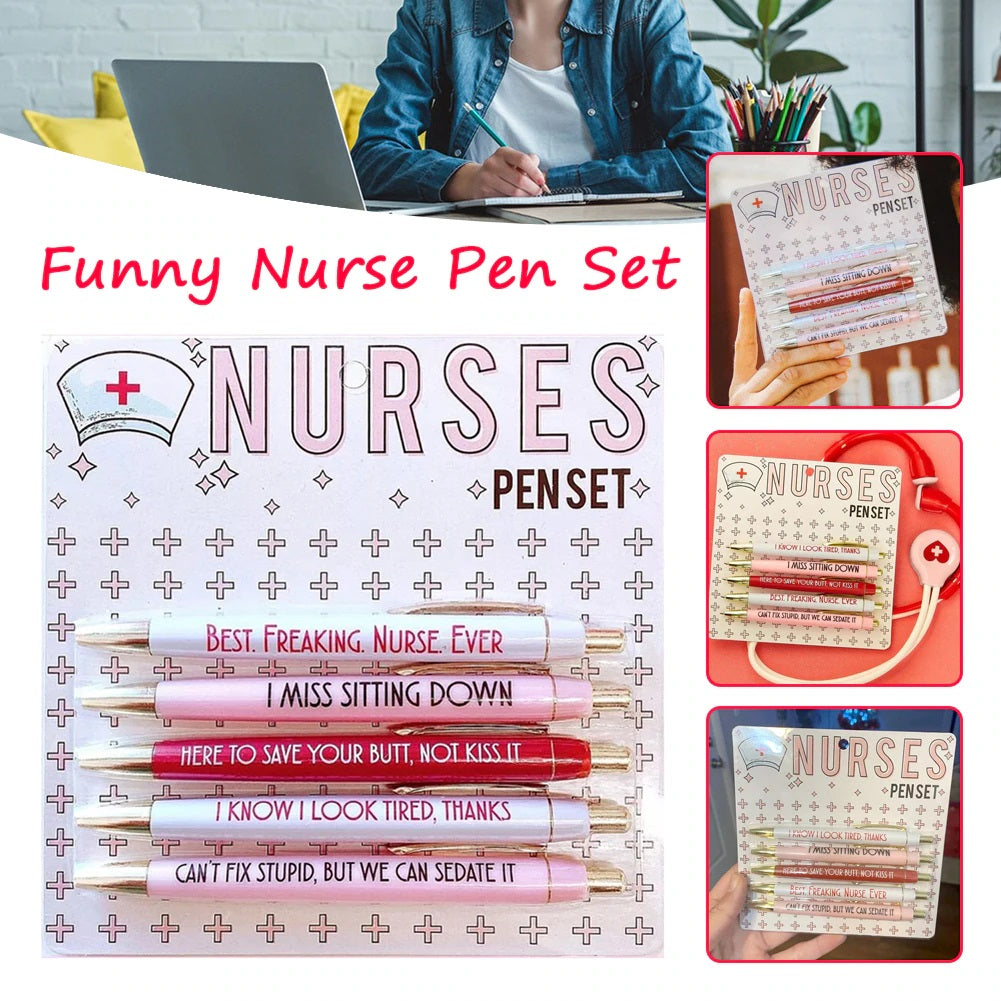 5/10pcs Funny Nurses Pens Set, Yocartgo Fun Nurse Pen Sets, Nurse Ballpoint  Pens Lovely Words Nurse Pens, Cute Retractable Nursing Pens, Funny Ink