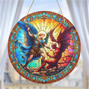 St. Michael The Archangel Suncatcher Acrylic Stained Glass Window Hanging Ornament 12ACXX270824 - Ornament - GoDuckee