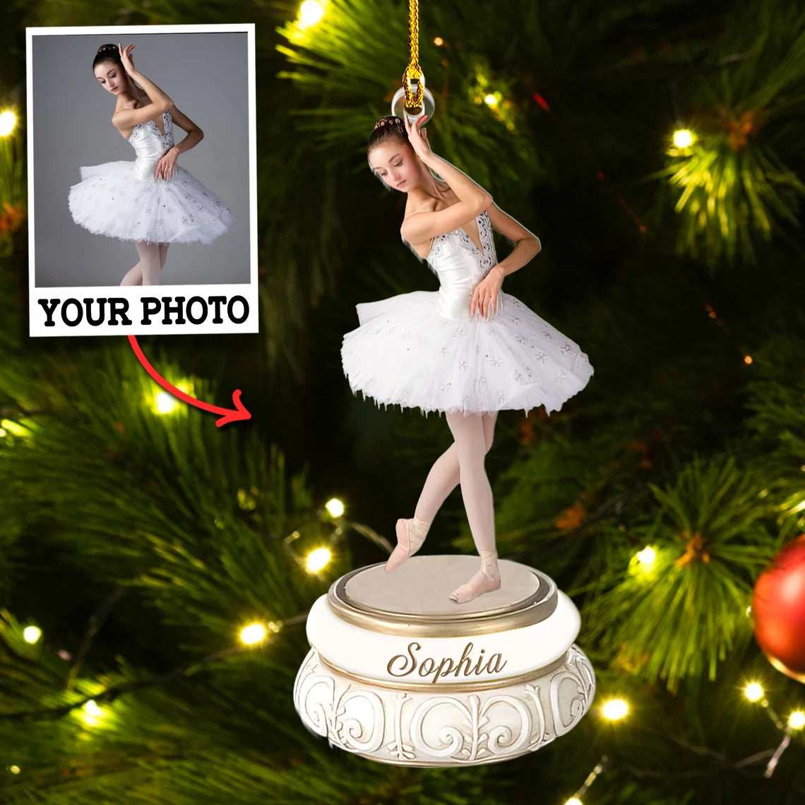 Custom Photo Gifts For Ballerina, Upload Ballet Photo Christmas Ornament 36pgxx290824 - Ornament - GoDuckee