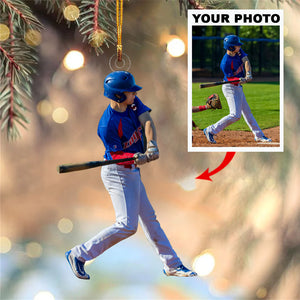 Custom Photo Gifts For Baseball Players, Upload Baseball Photo Christmas Ornament 09pgvp140924 - Ornament - GoDuckee