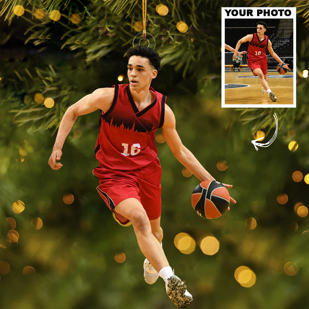 Custom Photo Gifts For Basketball Players, Upload Basketball Photo Christmas Ornament 08pgvp140924 - Ornament - GoDuckee