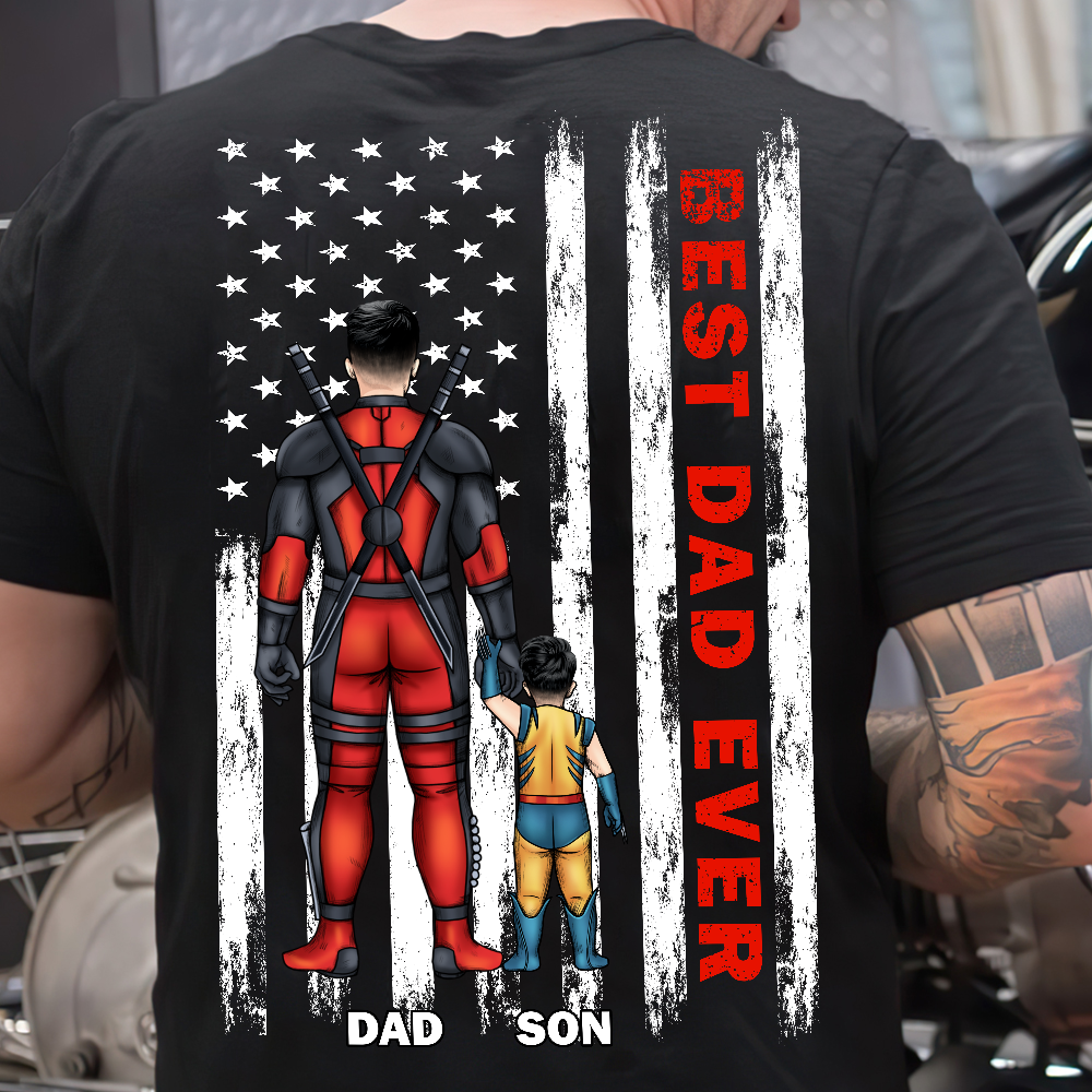 dadpool and son Best Dad Ever Personalized Shirt, Gift For Father's Day Ver 2.0 - Shirts - GoDuckee