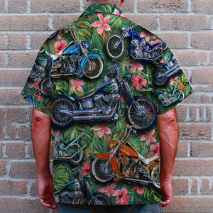 Custom Biker Hawaiian Shirt, Gift For Bike Lovers, Tropical Pattern (New) - Hawaiian Shirts - GoDuckee