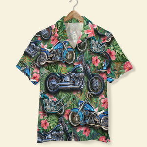 Custom Biker Hawaiian Shirt, Gift For Bike Lovers, Tropical Pattern (New) - Hawaiian Shirts - GoDuckee