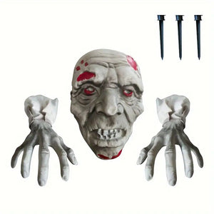 Halloween Yard Decorations, Scary Plastic Hands and Skull 02ACXX081024 - - GoDuckee