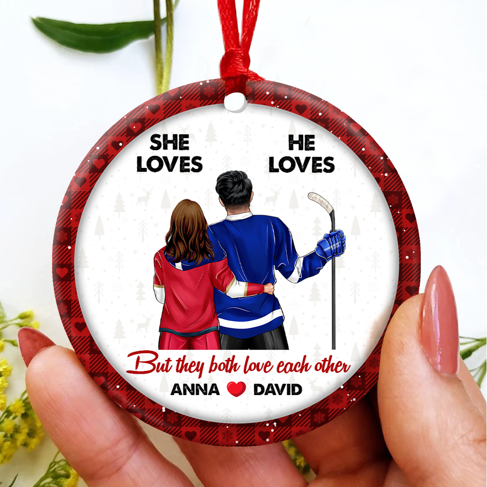 Personalized Gifts For Ice Hockey Lovers Couple Christmas Ornament 05hupu141024tm - Ornament - GoDuckee