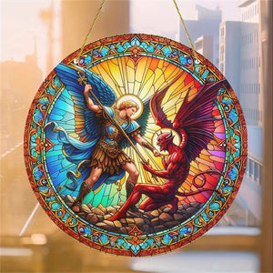 St. Michael The Archangel Suncatcher Acrylic Stained Glass Window Hanging Ornament 12ACXX270824 - Ornament - GoDuckee