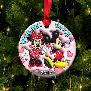 Together Since, Couple Gift, Personalized Ceramic Ornament, Mouse Couple Ornament, Christmas Gift 06NAHN261023 - Ornament - GoDuckee