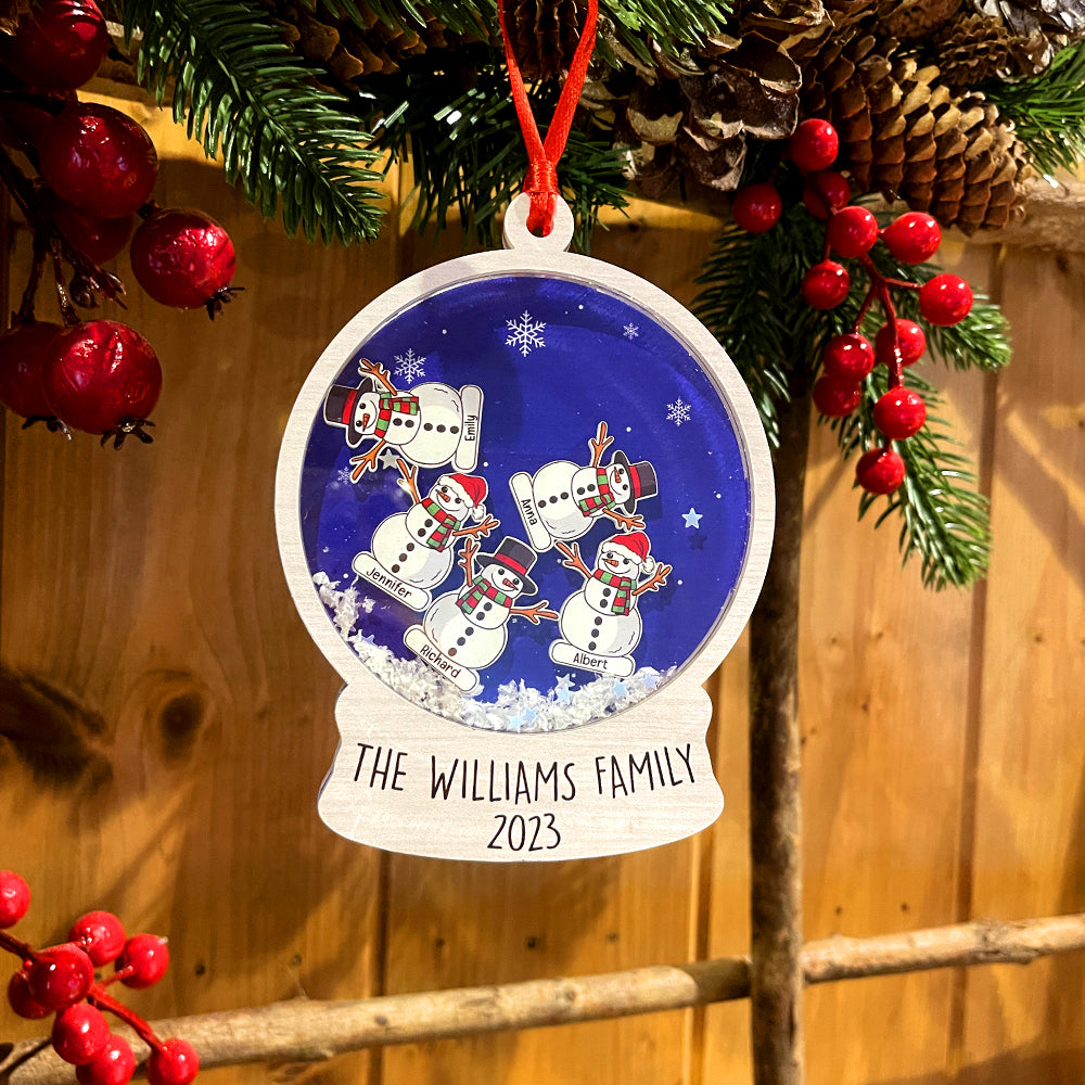 Family-Personalized 5 Layered Christmas Shaker Ornament- Gift For Family- Christmas Gift - Ornament - GoDuckee