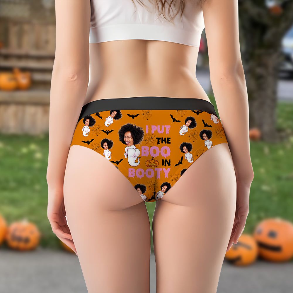 Custom Photo Gifts For Halloween Women's Briefs Boo In Booty 02xqdc050824 - Boxer Briefs - GoDuckee