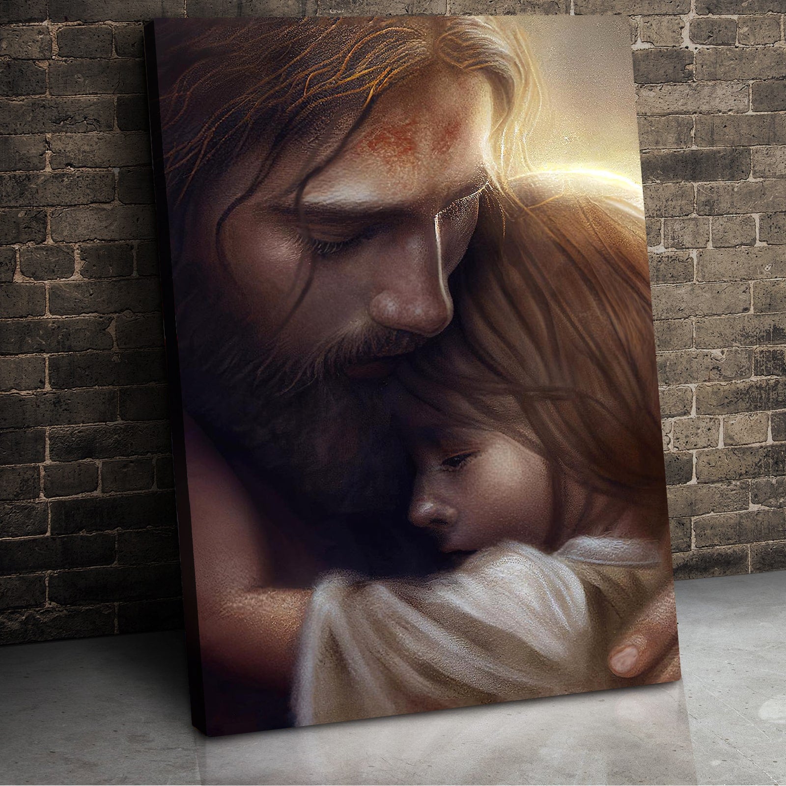 Jesus Christ Hugging Child Canvas Print, Christmas Decor, Christian Wall Art - Poster & Canvas - GoDuckee