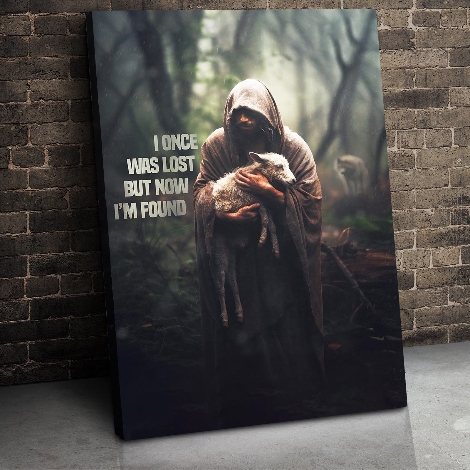I Once Was Lost But Now I'm Found, Jesus And Lamb Canvas Print, Christmas Decor, Christian Wall Art - Poster & Canvas - GoDuckee