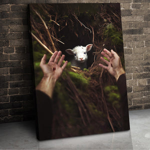 Jesus Reaching For His Lost Lamb Canvas Print, Christmas Decor, Christian Wall Art - Poster & Canvas - GoDuckee