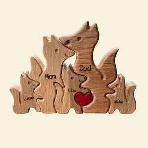 Personalized Fox Family Wooden Art Puzzle, Gift For Family 03ACHU310723 - Wood Sign - GoDuckee