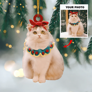 Custom Photo Gifts For Cat Lovers, Upload Cat Photo Christmas Ornament 26pgvp140924 - Ornament - GoDuckee