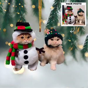 Custom Photo Gifts For Cat Lovers, Upload Cat Photo Christmas Ornament 26pgvp140924 - Ornament - GoDuckee