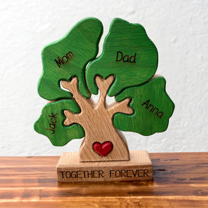 Personalized Tree Family Wooden Art Puzzle, TT, Gift For Family - Wood Sign - GoDuckee