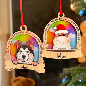 I Miss You But Heaven Is So Lucky To Have You, Personalized Wood Ornament, Gifts For Dog Lovers, Christmas Gifts - Ornament - GoDuckee