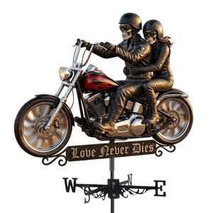Skeleton Biker Weather Vane - Personalized Gifts For Couple 01nadh280526 - Metal Signs - GoDuckee